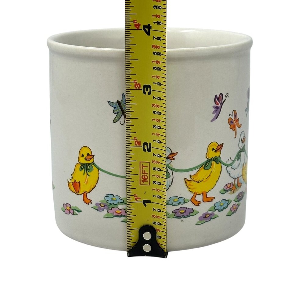 Napco 3519 Ceramic Planter Easter Spring Bears Ducks Butterflies Round 3.5 Inch - Picture 7 of 8